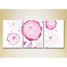 Pictură Magic Color Triptych Pink Roses (2229667)