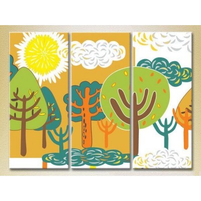 Pictură Magic Color Triptych Colorful forest (2229669)