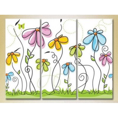 Картина Magic Color Triptych Butterflies and Flowers (2229596)