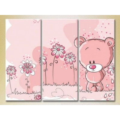 Pictură Magic Color Triptych Pink Bear (2229682)