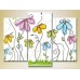 Pictură Magic Color Triptych Butterflies and Flowers (2229598)