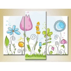 Pictură Magic Color Triptych Flowers (2229751)