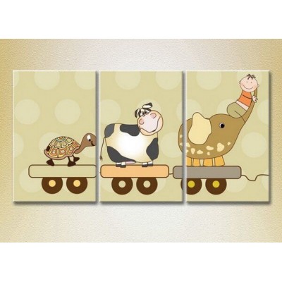 Картина Magic Color Triptych Elephant, ladybug and turtle (2229690)