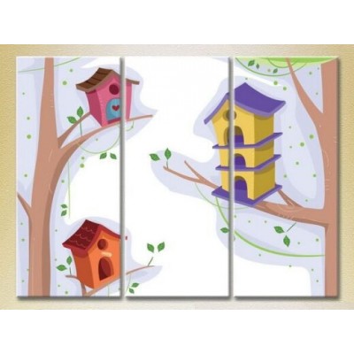 Картина Magic Color Triptych Birdhouses (2229688)