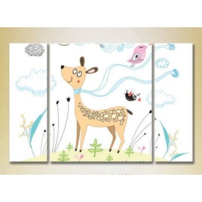 Картина Magic Color Triptych Roe deer and birds (2229650)