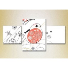 Картина Magic Color Triptych Fat Bird and Flowers (2229744)