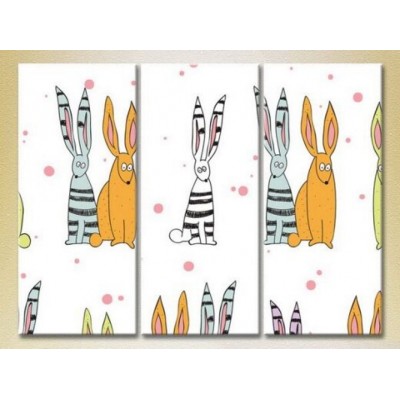 Pictură Magic Color Triptych Bunnies (2229623)