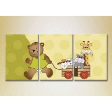 Pictură Magic Color Triptych Animals in the Cart (2229626)