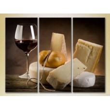 Pictură Magic Color Triptych Wine and Cheese (2698624)