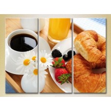 Pictură Magic Color Triptych Breakfast with croissants (2698629)