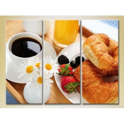 Pictură Magic Color Triptych Breakfast with croissants (2698629)