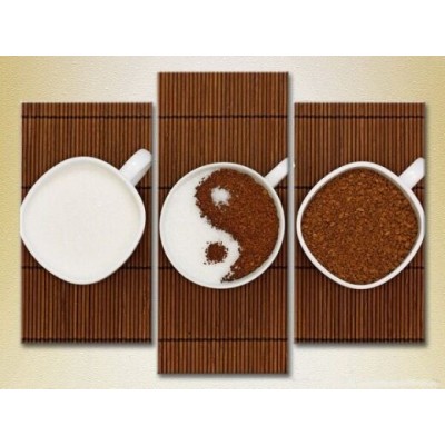 Pictură Magic Color Triptych Yin Yang Coffee and sugar (2698645)