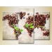 Pictură Magic Color Triptych Coffee Bean World Map (2698646)