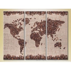 Pictură Magic Color Triptych Coffee World Map (2698648)