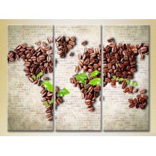 Pictură Magic Color Triptych Coffee Bean World Map (2698649)