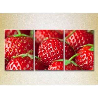 Pictură Magic Color Triptych Strawberry close-up (2698653)