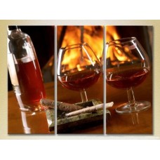 Pictură Magic Color Triptych Cognac, cigars, fireplace (2698656)