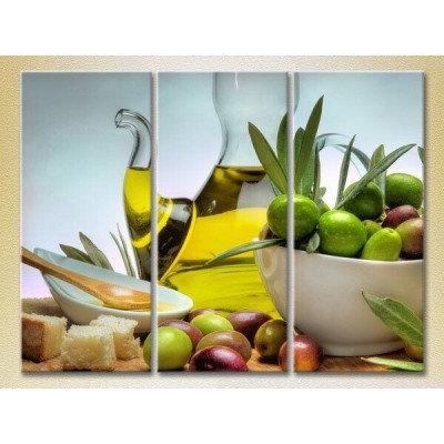 Pictură Magic Color Triptych Olives and Olive Oil (2698684)