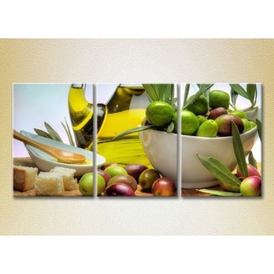 Pictură Magic Color Triptych Olives and Olive Oil (2698685)