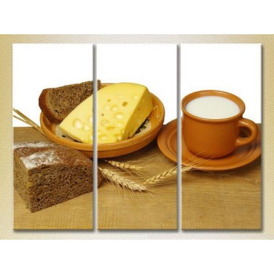 Картина Magic Color Triptych Cheese, Bread and Milk (2698715)
