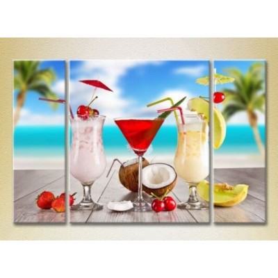 Картина Magic Color Triptych Three Fruit Cocktails on the Beach (2698716)