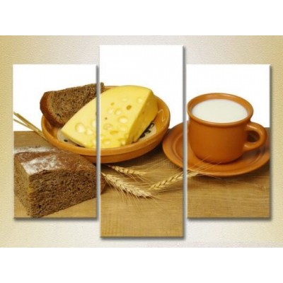 Картина Magic Color Triptych Cheese, Bread and Milk (2698717)