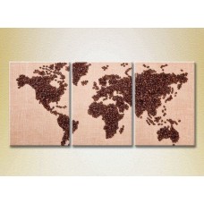 Картина Magic Color Triptych Coffee beans World Map (2698657)