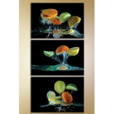 Картина Magic Color Triptych Citrus on Black Background (1547277)