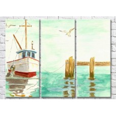 Картина Magic Color Drawing of a boat moored to the pier (3469205)