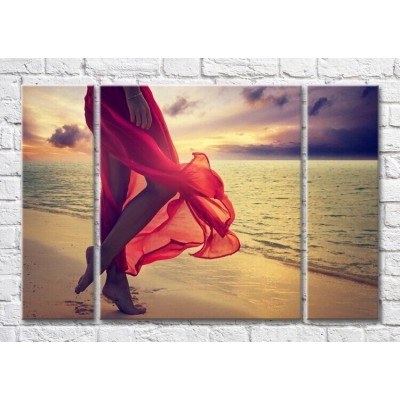 Картина Magic Color Girl on the beach in a Red dress (3469217)