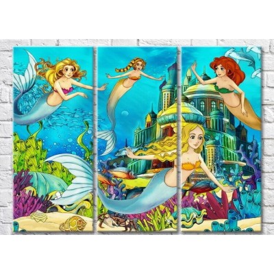 Pictură Magic Color Four mermaids and a castle on the seabed (3469200)