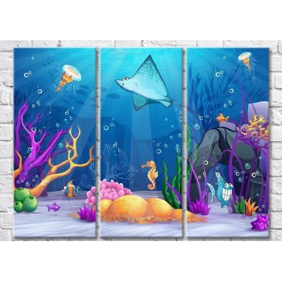 Картина Magic Color Hand-drawn stingray and marine life at sea (3469187)