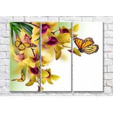 Pictură Magic Color Bright orchid branches and colorful butterflies (500229)