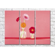 Картина Magic Color Gerberas in glass vases on a pink background (500245)