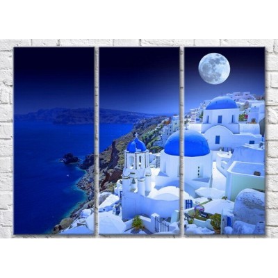 Pictură Magic Color Greece island of Thira under the moon (3469121)