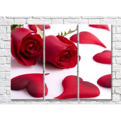 Картина Rainbow Two red roses and heart shaped petals (500264)