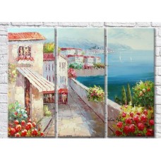 Pictură Rainbow Houses along the sea on a sunny day (3485199)