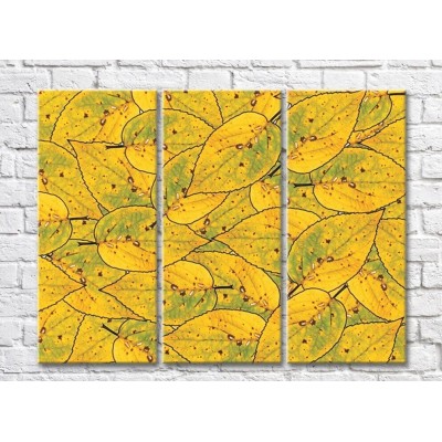 Pictură Rainbow Yellow Green Leaf Abstraction (500277)