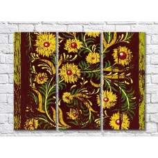 Картина Rainbow Yellow-green floral print on brown background (500278)