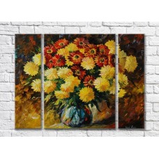 Pictură Rainbow Yellow and red chrysanthemums (35110179)