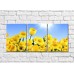 Pictură Rainbow Yellow daisies and tulips on a blue sunny sky background (500291)