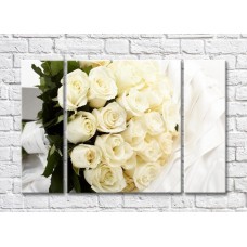 Картина Rainbow Elegant bouquet of White roses on White silk (500837)