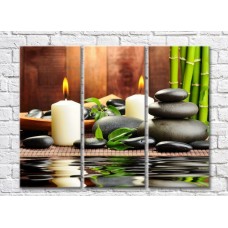 Pictură Rainbow Composition for relaxation of burning candles, stones and bamboo (500327)