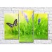 Pictură Rainbow Black butterfly above water on a Green background with flowers (500833)