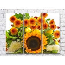 Pictură Rainbow Composition of orange, yellow and white flowers (500329)