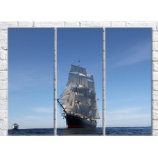 Pictură Rainbow Ship with white sails raised at sea (3469140)