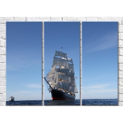 Pictură Rainbow Ship with white sails raised at sea (3469140)