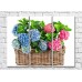 Pictură Rainbow Basket with hydrangea on a white background (500330)