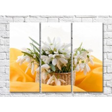 Pictură Rainbow Basket with snowdrops on a yellow background (500332)