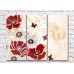 Картина Rainbow Red and white poppies with butterflies on a beige background (500342)